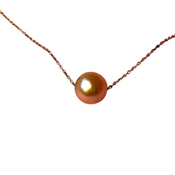 Yellow South Sea Pearl Genuine floating goldfilled necklace Handmade in Maui - Picture 2 of 4